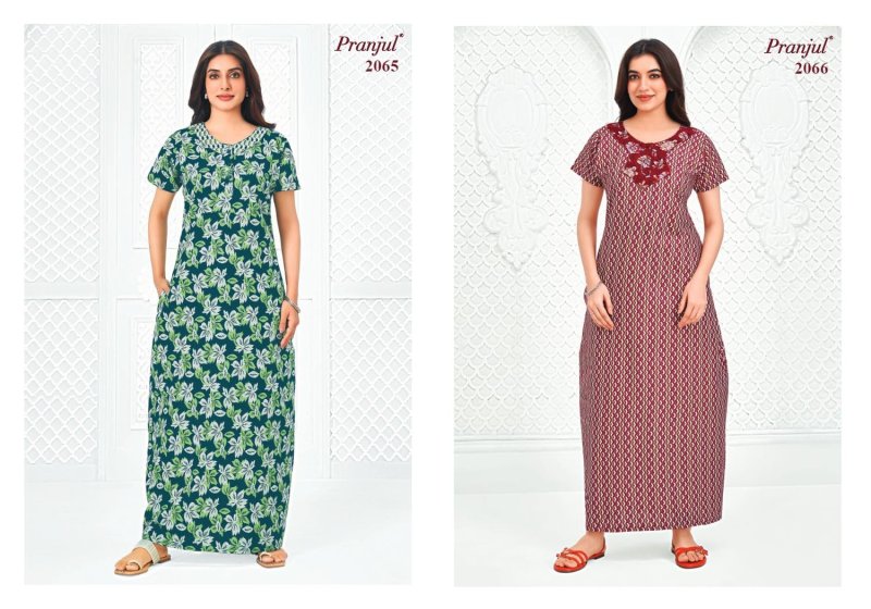 Pragati Vol 20 By Pranjul Pure Cotton Printed Nighty Gown 